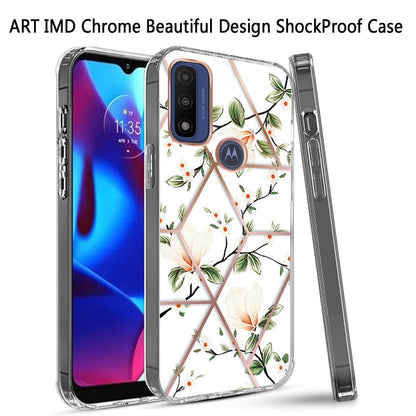 For Motorola Moto G Power 2022 Fashion Art Floral IMD Design Beautiful Flower Pattern Hybrid Hard PC TPU Slim Hard Back  Phone Case Cover