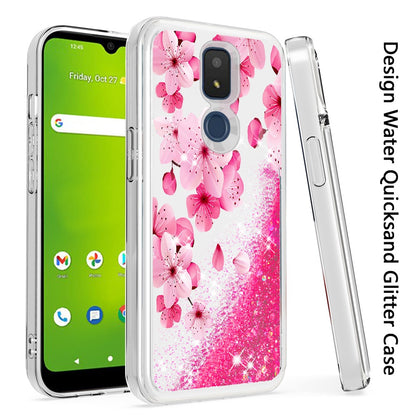 For Apple iPhone 11 (6.1") Floral Design Quicksand Water Flowing Liquid Floating Sparkle Glitter Bling Hybrid  Phone Case Cover