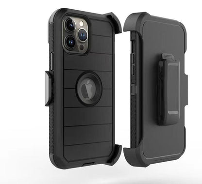 For Apple iPhone 11 Pro Max (6.5") Combo 3in1 Holster Heavy Duty Rugged with Swivel Belt Clip and Kickstand Black Phone Case Cover