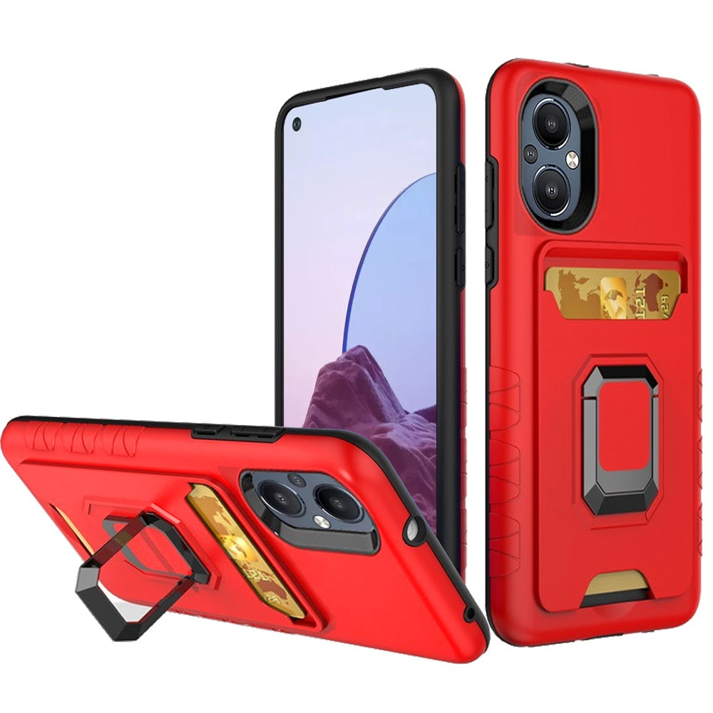 For OnePlus Nord N20 5G Wallet Case with Credit Card ID Slot Holder & Magnetic Stand Kickstand Ring Heavy Duty Hybrid  Phone Case Cover