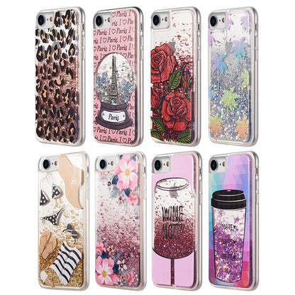 For Apple iPhone SE 3 (2022) Hybrid Bling Luxury Fashion Design Flowing Liquid Glitter Floating Quicksand Sparkle Glitter TPU  Phone Case Cover