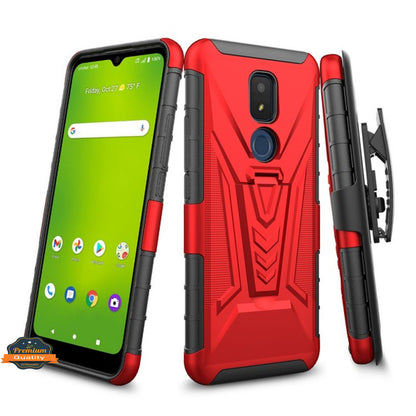 For Cricket Icon 3, Splendor Hybrid Armor Kickstand with Swivel Belt Clip Holster Heavy Duty 3 in 1 Defender Shockproof Rugged  Phone Case Cover