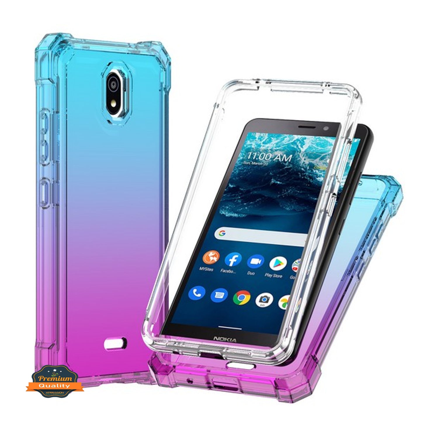 For Nokia C200 Hybrid 2in1 Front Bumper Frame Cover Square Edge Shockproof TPU + Hard PC Anti-Slip Heavy Duty  Phone Case Cover