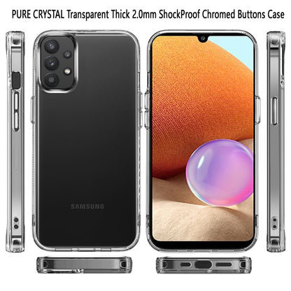 For Samsung Galaxy A03S Hybrid HD Crystal Clear Hard PC Back Gummy TPU Frame Slim Thin Fit Thick 2.0mm with Chromed Buttons Transparent Phone Case Cover