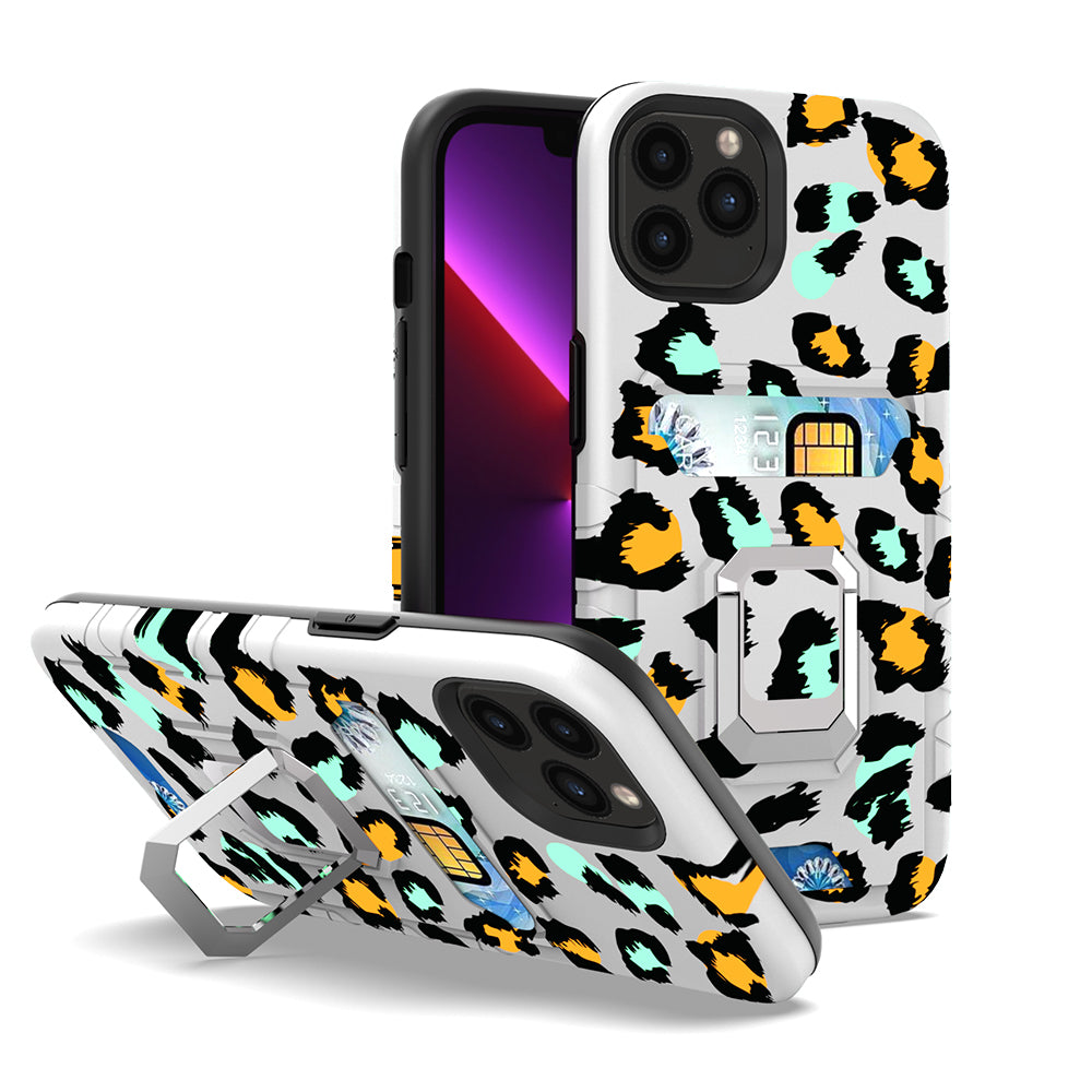 For Apple iPhone 11 (6.1") Stylish Wallet Designed with Credit Card Holder & Magnetic Stand Ring Heavy Duty Hybrid  Phone Case Cover