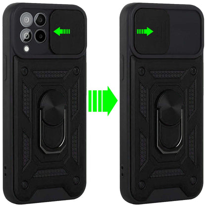 For T-Mobile Revvl 6 Pro 5G /Revvl 6 5G Hybrid Cases with Slide Camera Lens Cover and Ring Kickstand Rugged  Phone Case Cover