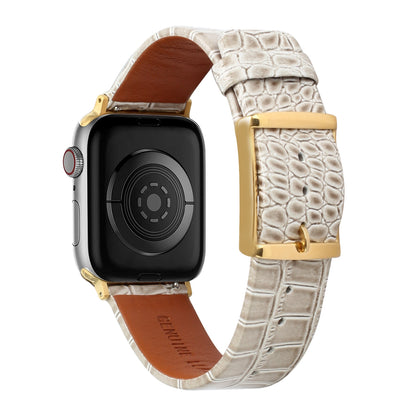 For Apple Watch Size 42/44/45mm Genuine Leather Replacement Band Strap Hybrid Wristbands Design Gold Buckle for iWatch Series 7/SE/6/5/4/3/2/1  Phone Case Cover