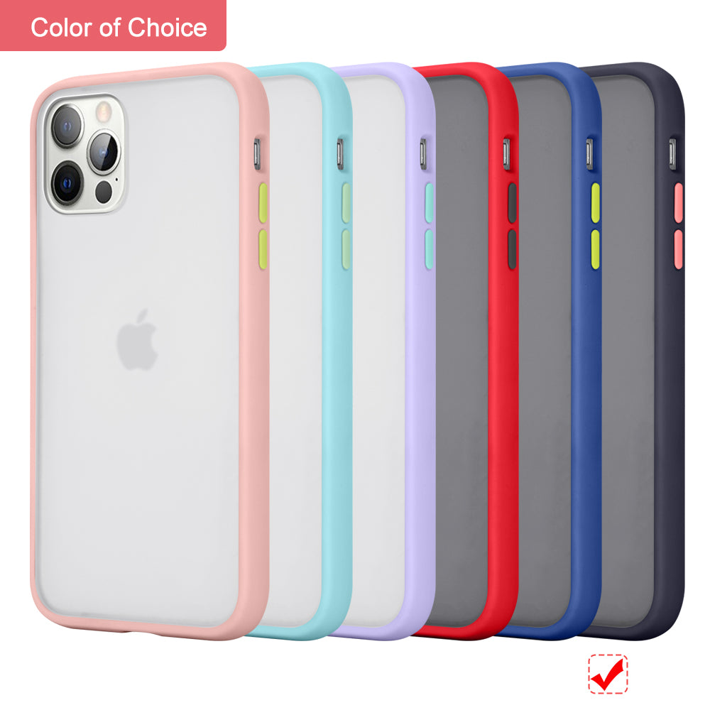 For Apple iPhone 13 /Pro Max Hybrid Translucent Clear Matte Hard PC Back & Frosted Silicone TPU Bumper Slim Shockproof Hard  Phone Case Cover