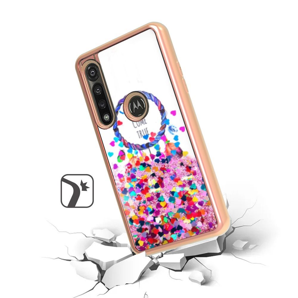 For Apple iPhone 13 Pro (6.1") Waterfall Quicksand Flowing Liquid Glitter Water Design Electroplating Bling TPU Hybrid Frame Protective  Phone Case Cover