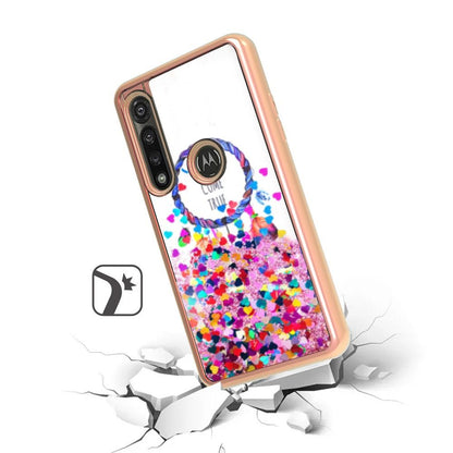 For Apple iPhone 13 Pro (6.1") Waterfall Quicksand Flowing Liquid Glitter Water Design Electroplating Bling TPU Hybrid Frame Protective  Phone Case Cover