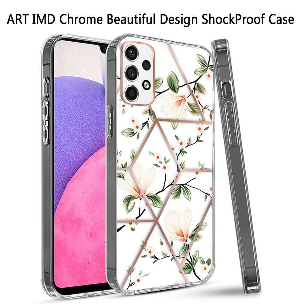 For Samsung Galaxy A33 5G Fashion Art Floral IMD Design Beautiful Flower Pattern Hybrid Protective Hard Rubber TPU Slim  Phone Case Cover