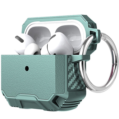 For Apple AirPods 3 (2021) Heavy Duty Tuff Hybrid 2 in 1 Shockproof Full Protective Case Hard PC Rubber TPU Cover with Carabiner  Phone Case Cover