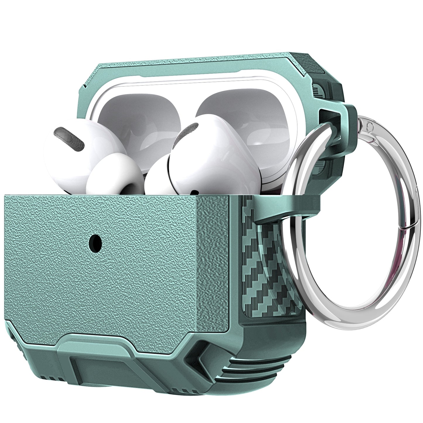 For Apple AirPods Pro Heavy Duty Tuff Hybrid 2 in 1 Shockproof Full Protective Case Hard PC Rubber TPU Cover with Carabiner Case Cover