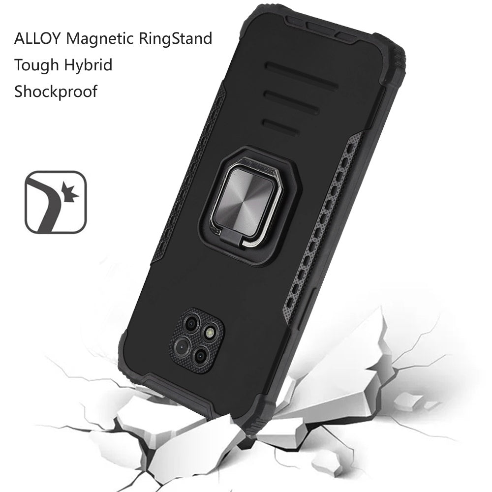 For Motorola Moto G Power 2021 Hybrid with Stand Ring Kickstand Bumper Shockproof Armor Heavy Duty Military Grade Hard Black Phone Case Cover