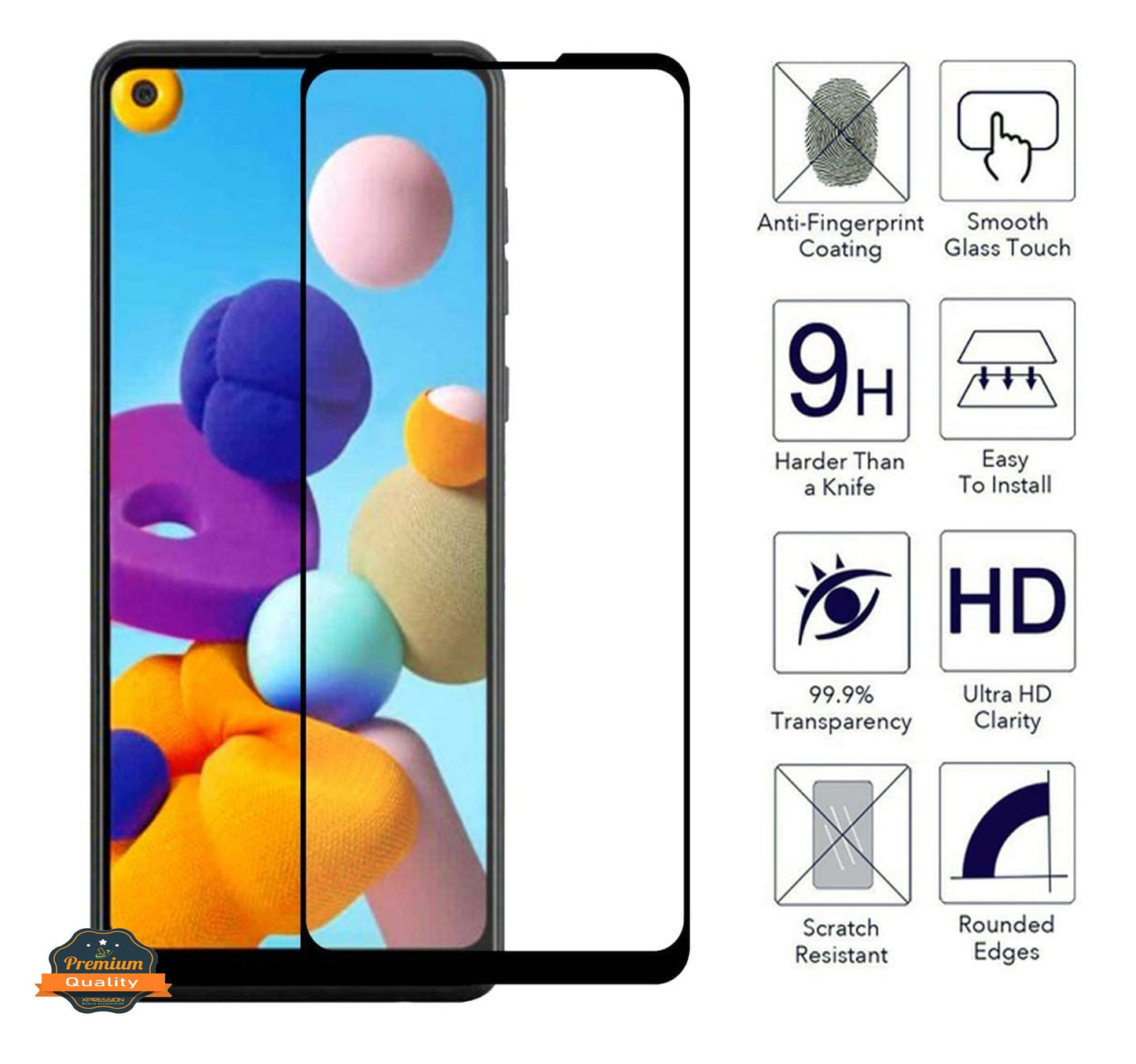 For Samsung Galaxy S21 FE/Fan Edition Screen Protector, 9H Hardness Full Glue Adhesive Tempered Glass [3D Curved Glass, Bubble Free] HD Glass Screen Protector Clear Black Screen Protector