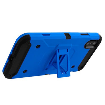 For Apple iPhone XS Max Hybrid Armor with Belt Clip Holster Kickstand with Screen Protector Hard PC Cases Shockproof Blue Phone Case Cover