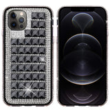 For Boost Mobile Celero 5G Fashion Luxury 3D Bling Diamonds Rhinestone Jeweled Shiny Crystal Hybrid TPU + PC Bumper Hard Black Phone Case Cover