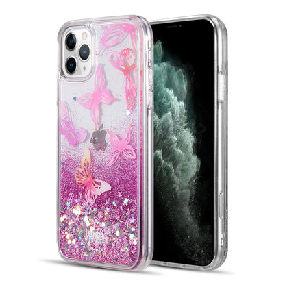 For Apple iPhone 13 /Pro Max Mini Quicksand Waterfall Liquid Glitter Sparkling Pattern Design Floating Bling Hybrid Soft TPU + PC Clear  Phone Case Cover