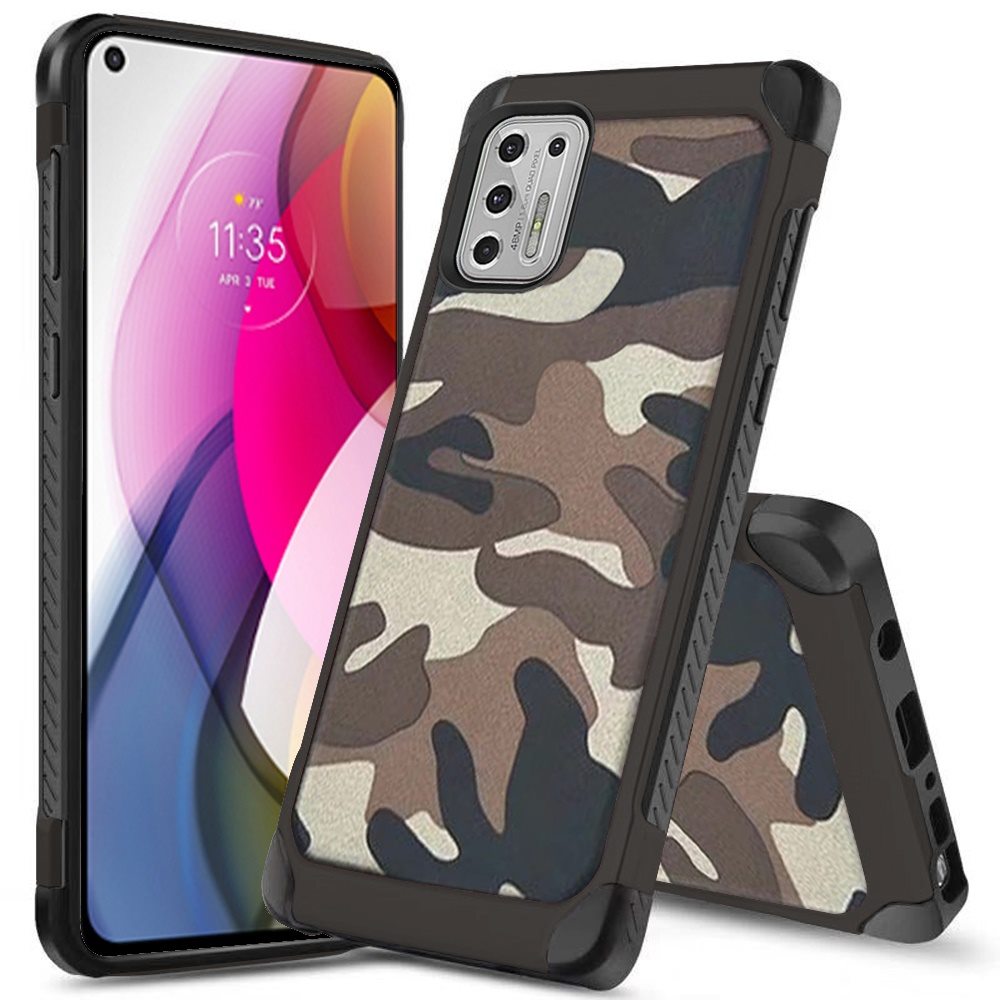 For Apple iPhone 13 Pro Max (6.7") Shockproof Slim Hybrid Silicone Camouflage Camo Design Dual Layer Rubberized TPU Hard Shell Armor  Phone Case Cover