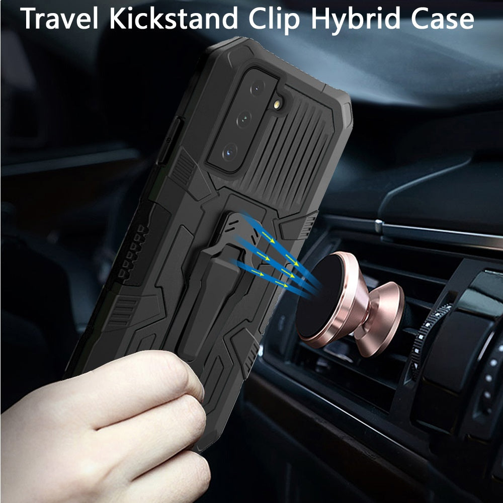 For Samsung Galaxy S22 Rugged Heavy Duty Dual Layers Hybrid Shockproof Protective with Built in Metal Clip Holder & Kickstand  Phone Case Cover