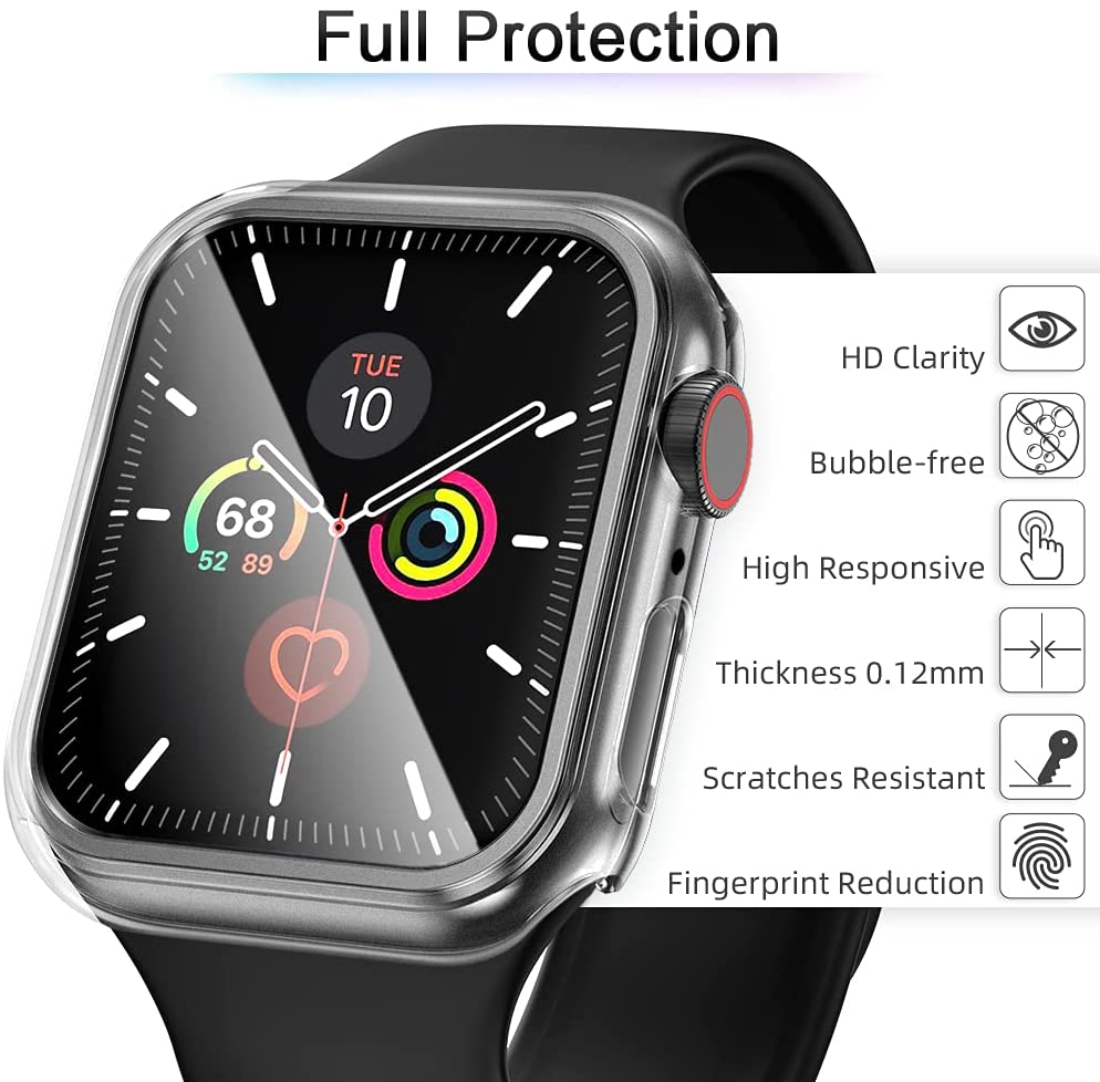 For Apple Watch Series 40mm Ultra-Thin Hard PC with Built in Clear Screen Protector Full Cover Anti-Scratch Bumper for iWatch 40mm Series SE/6/5/4 Clear Phone Case Cover