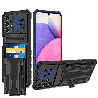 For Samsung Galaxy A33 5G Wallet Credit Card Holder ID Slot Hidden Back Pocket with Kickstand Dual Layer Armor Hard Hybrid  Phone Case Cover