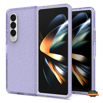 For Samsung Galaxy Z Fold 4 5G Glitter Sparkle Bling Shiny Thin Slim Hybrid Shockproof Rubber Silicone TPU Gel Protective  Phone Case Cover