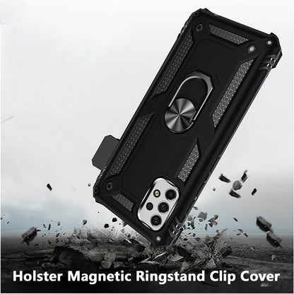 For Samsung Galaxy A53 5G Hybrid Rugged with Belt Clip Holster & Ring Stand Holder Fit with Magnetic Car Mount Shockproof Black Phone Case Cover