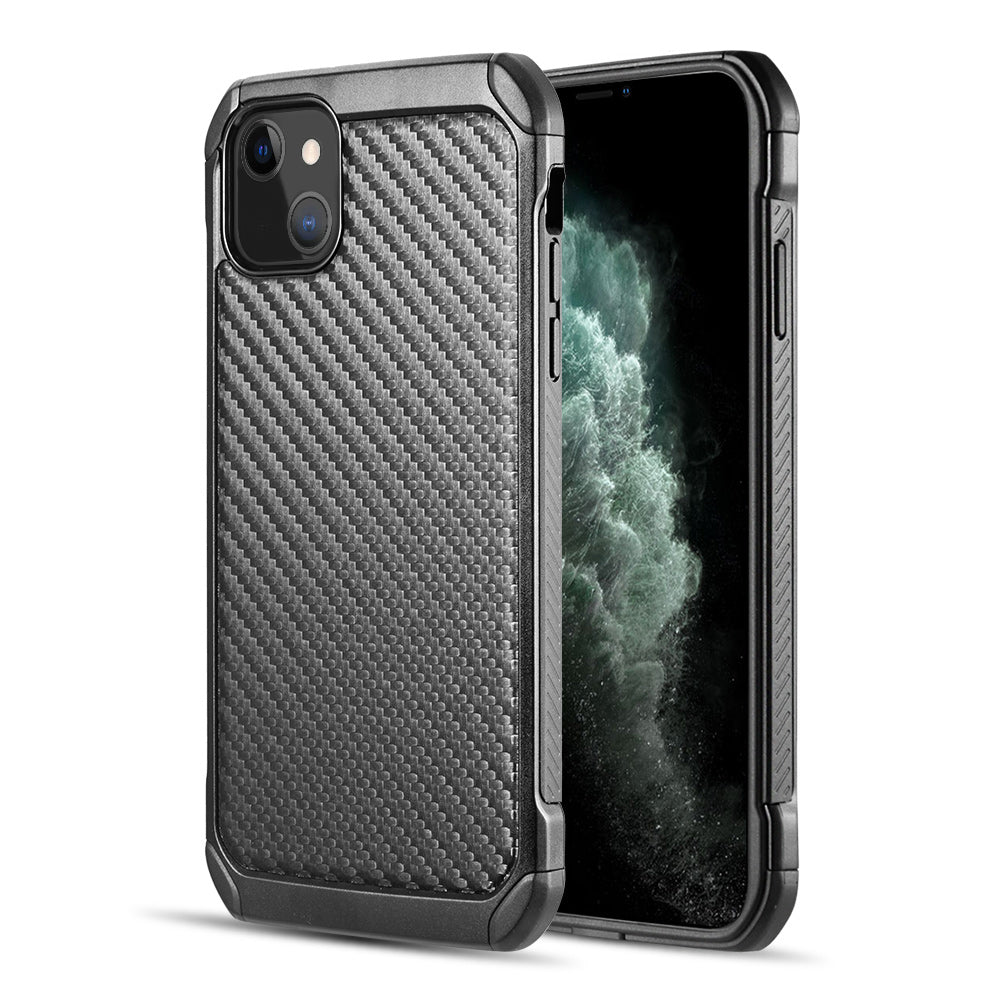 For Apple iPhone 13 /Pro Max Hybrid Tough Carbon Fiber Finish Dual Layer Slim Hybrid Shock Absorbing Hard PC Bumper Rugged Back  Phone Case Cover