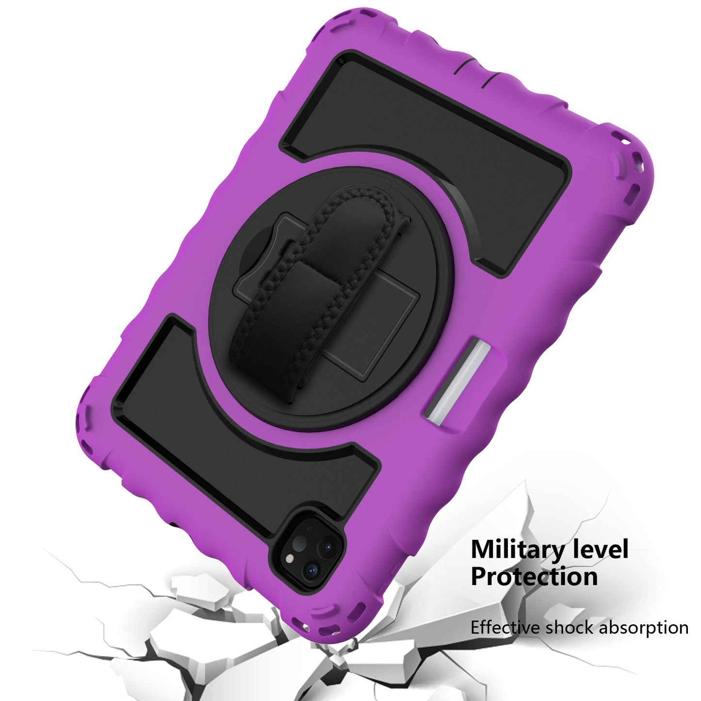 Case for Apple iPad Air 4 / iPad Air 5 / iPad Pro (11 inch) Hybrid 3in1 Armor Rugged with Built-in Kickstand 360° Rotatable Stand & Shoulder Hand Strap Corner Shockproof Purple Tablet Cover