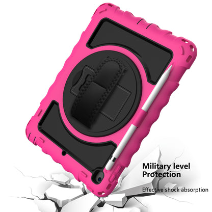 Case for Apple iPad Air 4 / iPad Air 5 / iPad Pro (11 inch) Hybrid 3in1 Armor Rugged with Built-in Kickstand 360° Rotatable Stand & Shoulder Hand Strap Corner Shockproof Hot Pink Tablet Cover