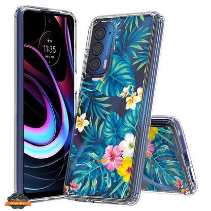 For Motorola Edge 2021 Floral Patterns Design Transparent Soft TPU Silicone Shock Absorption Bumper Slim Hard Back  Phone Case Cover