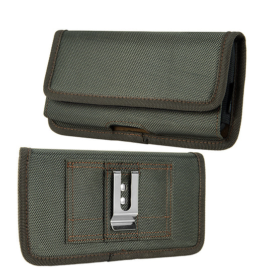 For Motorola Moto G Pure Universal Horizontal Cell Phone Case Nylon Holster Carrying Pouch with Belt Clip and 2 Card Slots fit XL Devices 7" [Midnight Green]