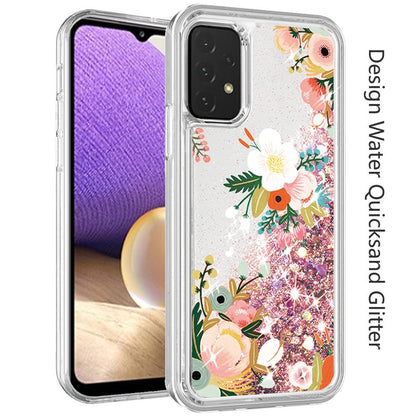 For Apple iPhone 13 Pro Max (6.7") Waterfall Quicksand Flowing Liquid Water Glitter Flower Design Bling Shockproof TPU Hybrid Protective  Phone Case Cover