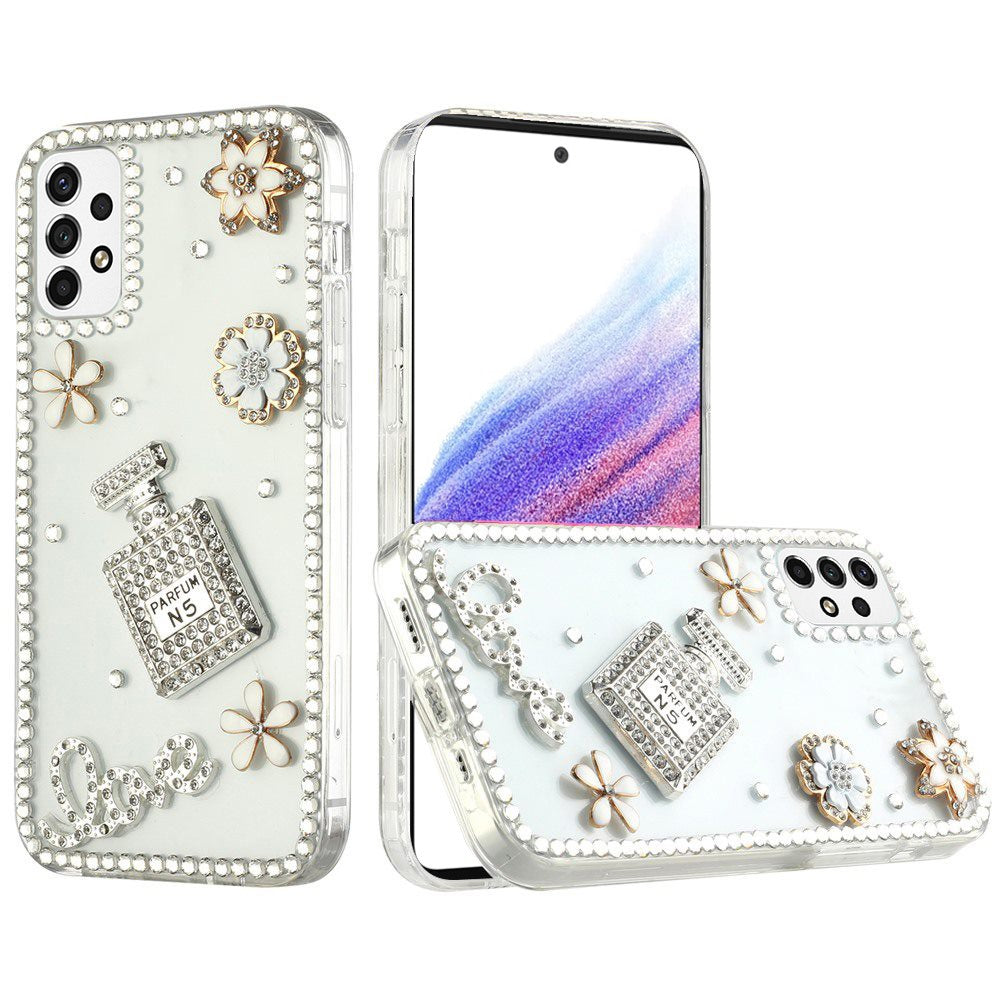 For Samsung Galaxy A53 5G Bling Crystal 3D Full Diamonds Luxury Sparkle Transparent Rhinestone Hybrid Protective  Phone Case Cover