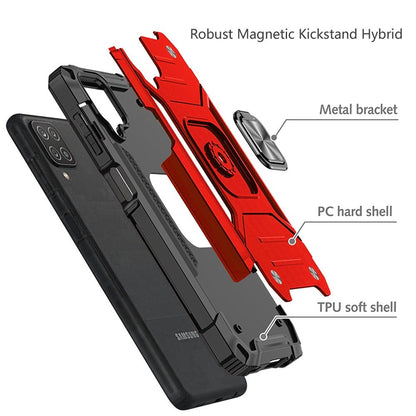 For Samsung Galaxy A42 5G Armor Stand Hybrid with Ring Holder Kickstand Shockproof Heavy-Duty Durable Rugged Dual Layer Red Phone Case Cover