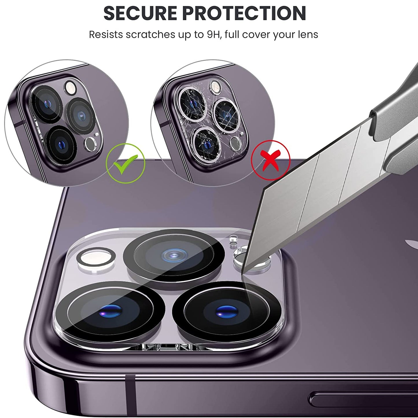 For Apple iPhone 11/12/13/14/Plus Pro Max Tempered Glass Camera Lens Protector Ultra HD, 9H Hardness, Scratch Resistant Back Camera Protection  Screen Protector