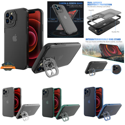 For Apple iPhone 13 / Pro Max Cases with Kickstand & Camera Protection Hybrid Rubber Bumper Shockproof Anti-Slip Drop Protective  Phone Case Cover