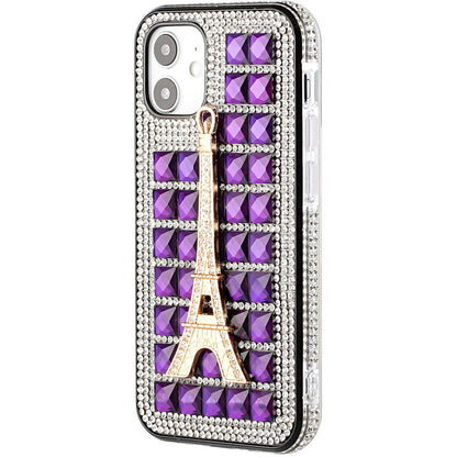 For Apple iPhone 12 /12 Pro (6.1") Fashion Luxury 3D Bling Diamonds Rhinestone Jeweled Ornament Shiny Crystal Hybrid Hard  Phone Case Cover