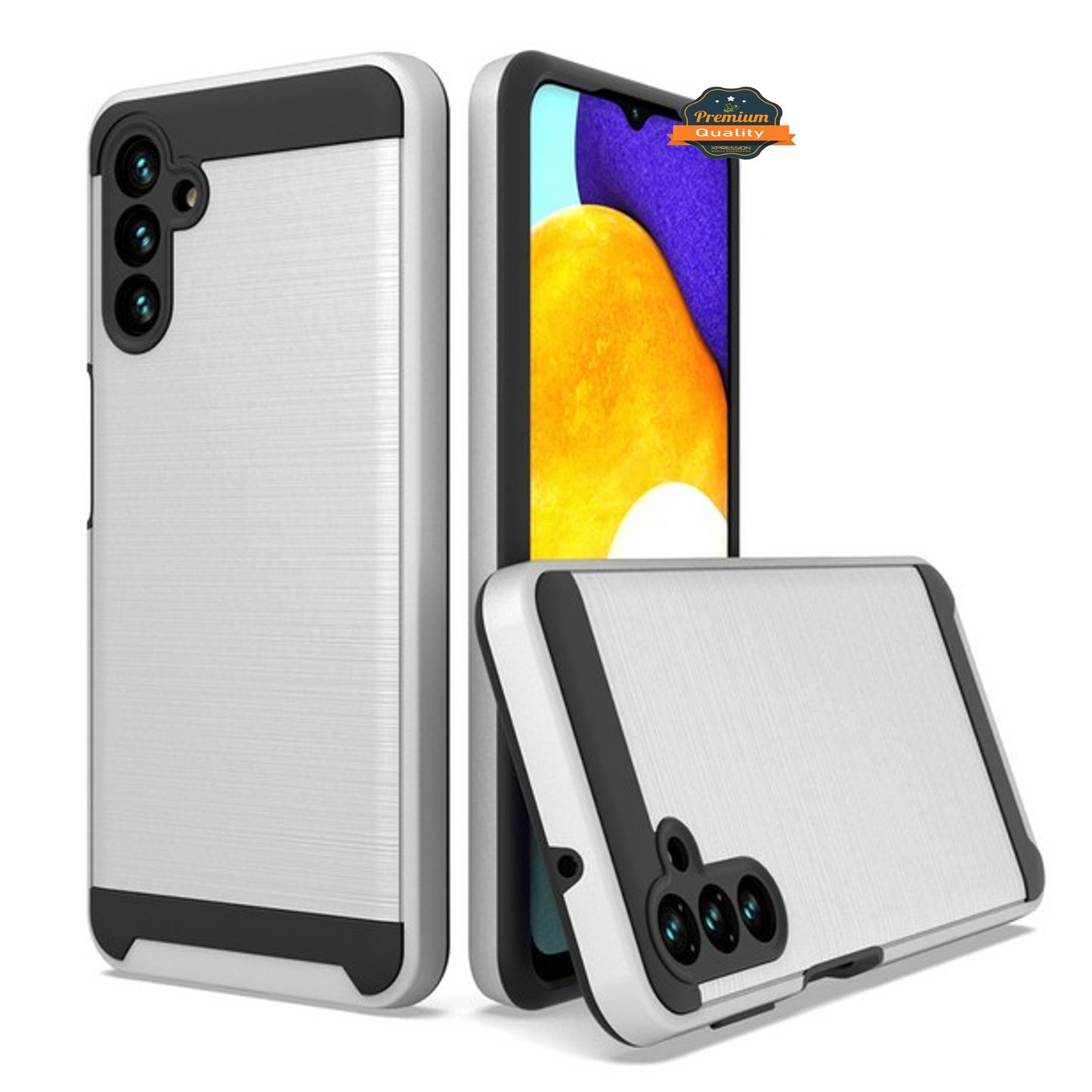 For Motorola Moto G Power 2022 Rugged TPU PC Brushed Metal Texture Hybrid Dual Layer Defender Armor Shock Absorbing  Phone Case Cover