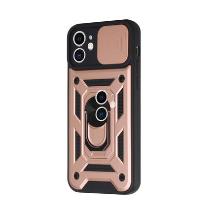 For Apple iPhone SE 2022 /SE 2020/8/7 Hybrid Cases with Camera Lens Cover, Ring Kickstand Rugged Dual Layer Heavy Duty Rose Gold Phone Case Cover