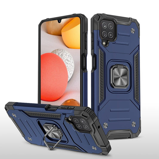 For Samsung Galaxy A42 5G Armor Stand Hybrid with Ring Holder Kickstand Shockproof Heavy-Duty Durable Rugged Dual Layer Blue Phone Case Cover