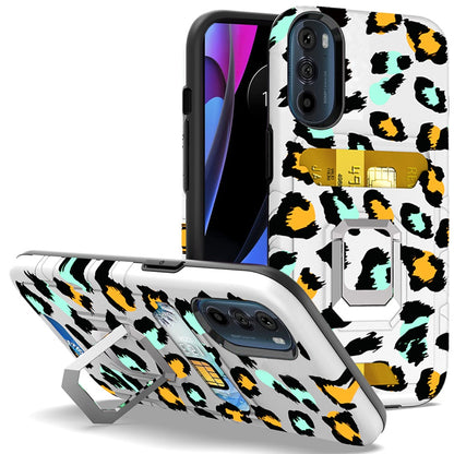 For Motorola Edge+ 2022 /Edge Plus Stylish Wallet Case Designed with Credit Card Holder & Kickstand Ring Hybrid Armor  Phone Case Cover