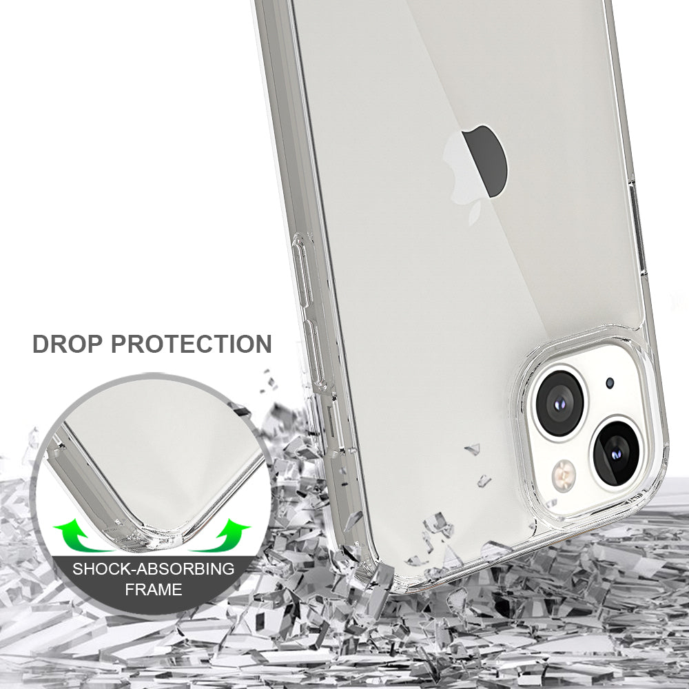 For Apple iPhone 13 / Mini Pro Max Hybrid Transparent Clear Acrylic Back Hard PC & Soft TPU Full Protective Bumper Extra Shock-Absorb  Phone Case Cover