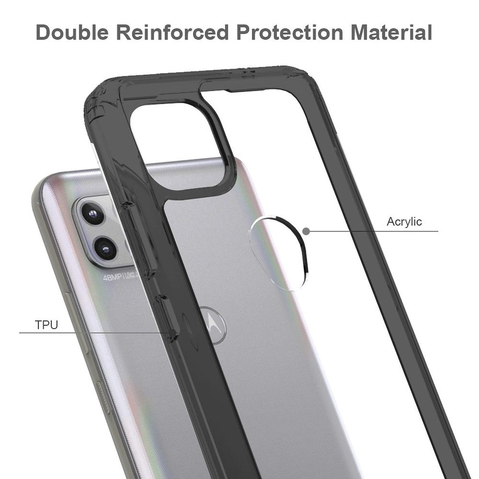 For Google Pixel 7 Hybrid Slim Crystal Clear Transparent Shock-Absorption Bumper with TPU + Hard PC Back Frame Black Phone Case Cover