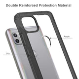For Google Pixel 7 Pro Hybrid Slim Crystal Clear Transparent Shock-Absorption Bumper with TPU + Hard PC Back Frame Black Phone Case Cover