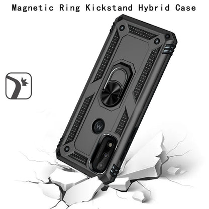 For Motorola Moto G Pure Hybrid Armor Durable 360 Degree Rotatable Ring Stand Holder Kickstand Fit Magnetic Car Mount Gray Phone Case Cover