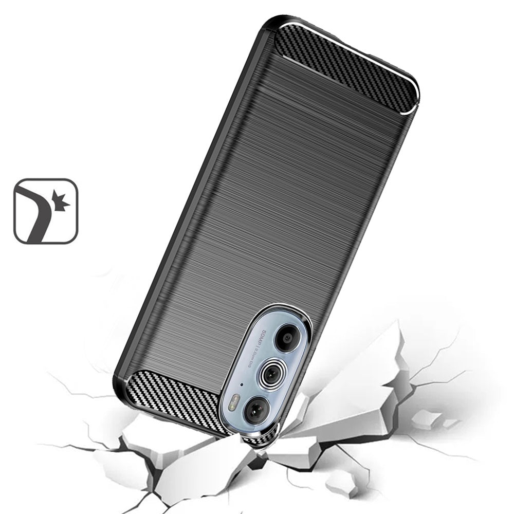 For Motorola Edge+ 2022 /Edge Plus Carbon Fiber Silicone Soft Skin Flexible Lightweight TPU Gel Rubber Rugged Brushed  Phone Case Cover