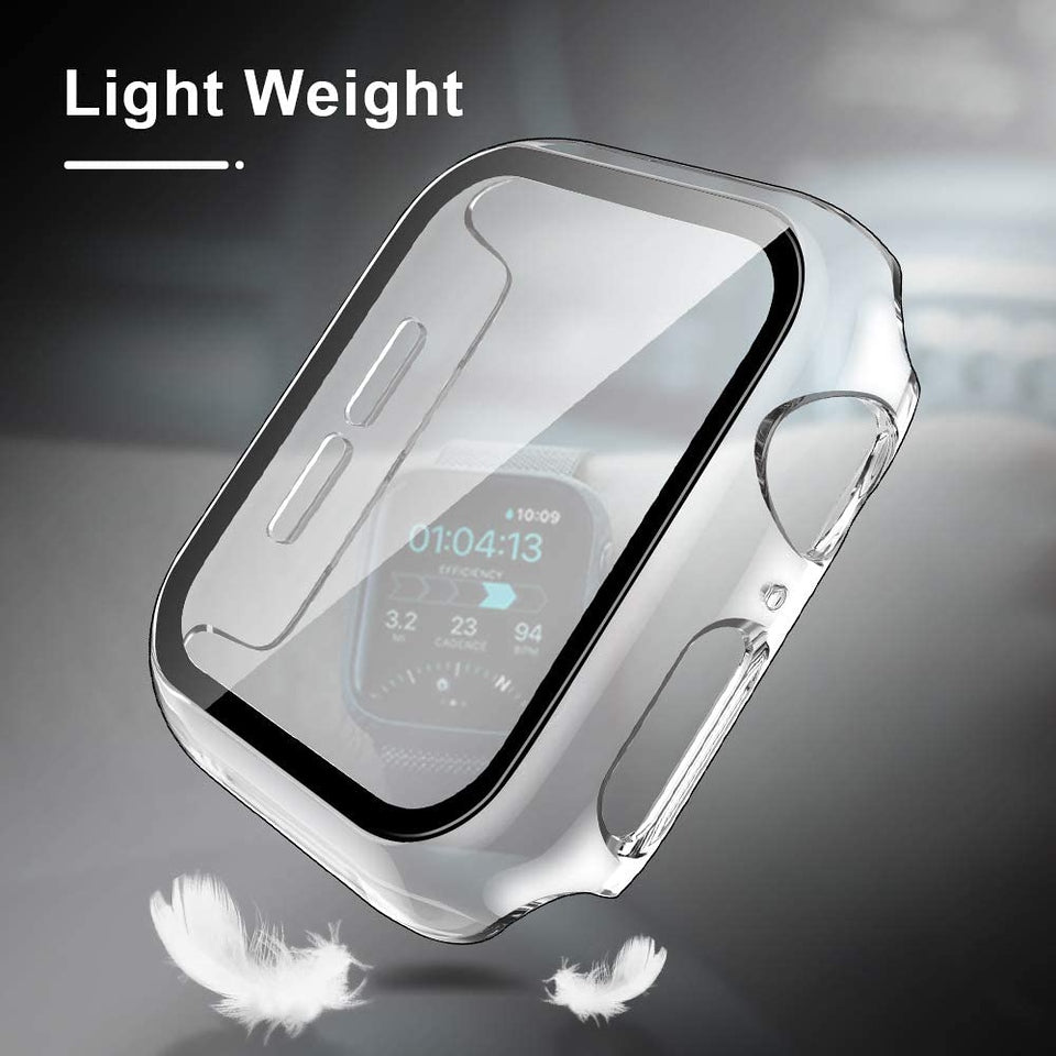 For Apple Watch 41mm Series 7 Ultra Clear Transparent PC with Built in Screen Protector Snap-on Full Coverage Shell Rubber TPU + Hard PC Frame for iWatch Series 7 (41MM) Clear Screen Protector