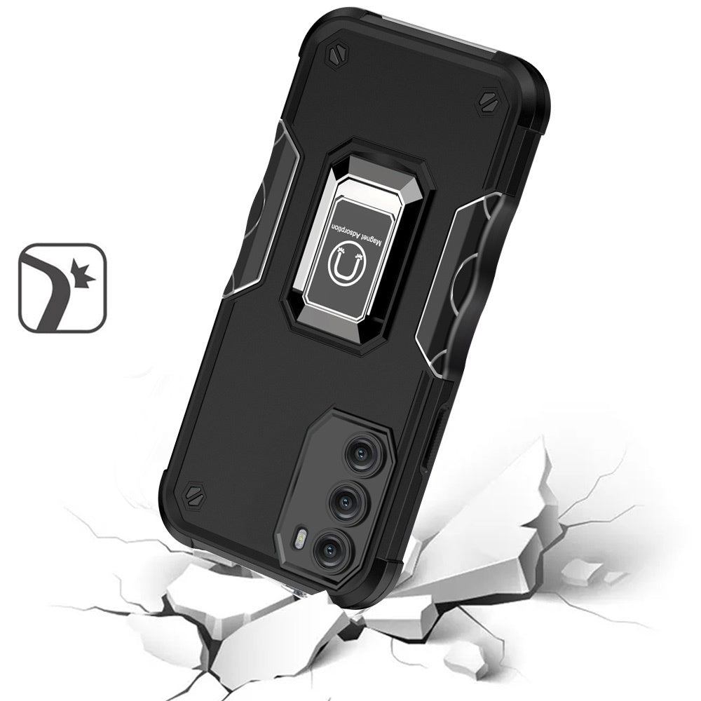 For Motorola Moto G 5G 2022 Hybrid Cases with Magnetic Ring Holder Stand Kickstand Heavy Duty Rugged Shockproof  Phone Case Cover